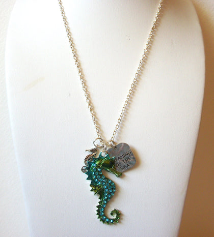 Retro Rhinestone Seahorse Necklace 61220