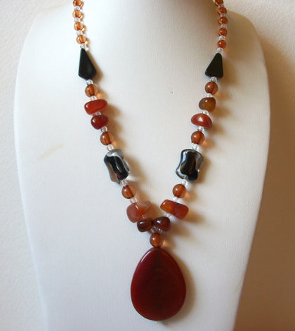 Hand Made Carnelian Glass Necklace 61820