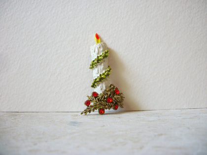 Vintage Christmas Candle Brooch 62020