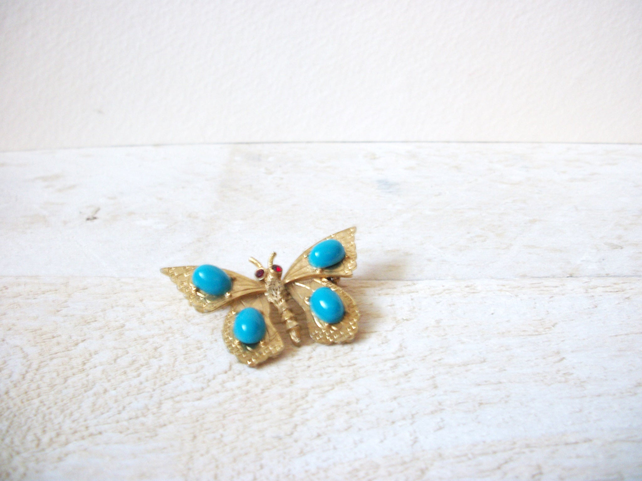 1950s Turquoise Stones Butterfly Brooch 62920