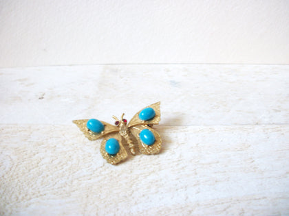 1950s Turquoise Stones Butterfly Brooch 62920