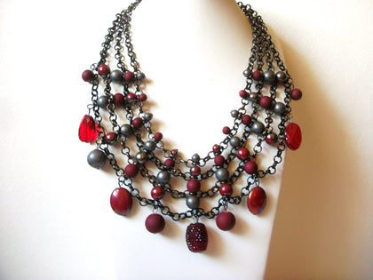 Vintage Silver Burgundy Necklace 62020