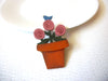 Hand Made Wood Flower In A Pot Brooch Pin 121720
