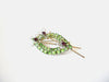 Vintage 1950s Flower Leaf Rhinestone Brooch Pin 121720