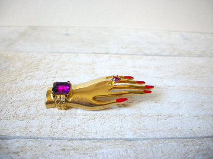 Retro Bejeweled Hand Brooch 61320