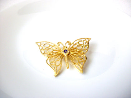 Vintage Gold Toned Butterfly With Initial T Brooch Pin 121820