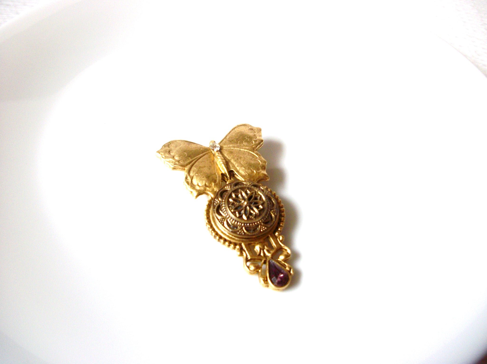 Vintage Victorian Romantic Butterfly Brooch Pin 121920