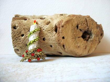 Vintage Christmas Candle Brooch 62020