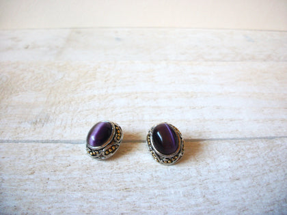 Vintage Two Tone Cat Eyes Earrings 61620