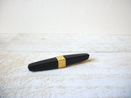 Vintage Black Gold Lucite Brooch 61320