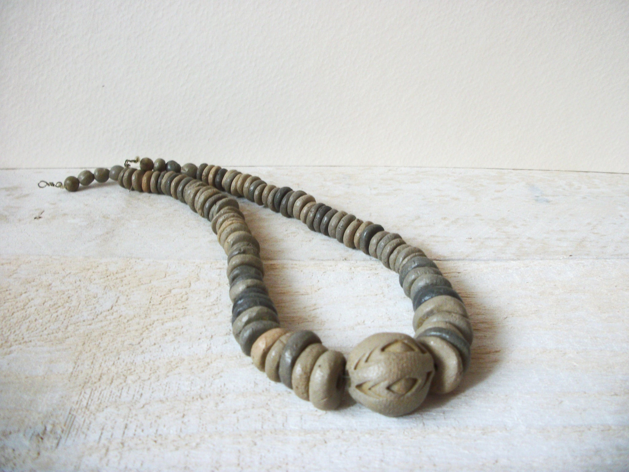 Vintage African Clay Necklace 61620