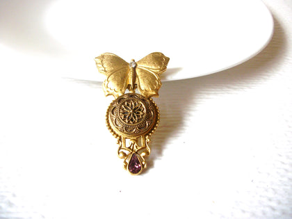 Vintage Victorian Romantic Butterfly Brooch Pin 121920