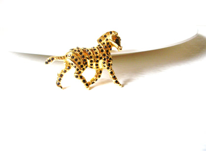 Vintage MONET Zebra Black Rhinestone Brooch Pin 121920
