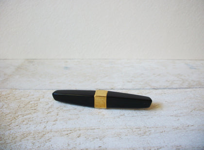 Vintage Black Gold Lucite Brooch 61320