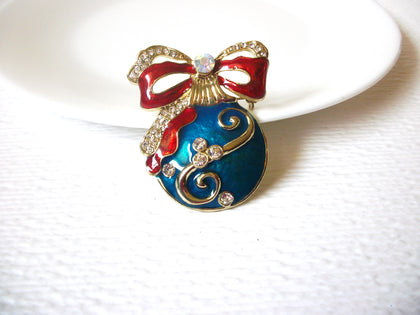 Vintage Christmas Globe AB Crystal Brooch Pin 121820