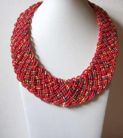 Vintage Hand Knotted Glass Beads Necklace 62320