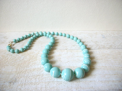 Retro Pastel Summer Aqua Green White Necklace 62720