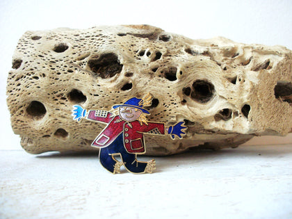 Vintage Cloisonne Scarecrow Brooch 61720