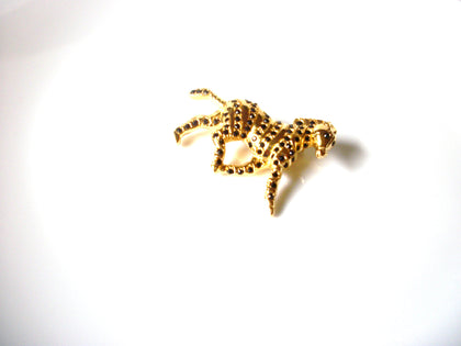 Vintage MONET Zebra Black Rhinestone Brooch Pin 121920