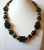 Retro Black Gold Lucite Necklace 61220