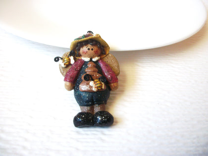 Vintage Hand Molded Little Beekeeper Brooch Pin 121320