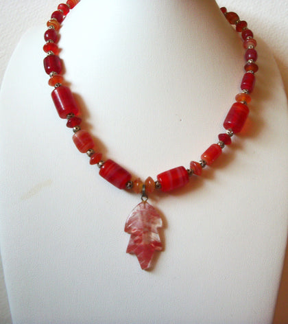 Vintage Earth Fire Glass Beads Necklace 62620