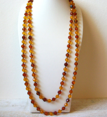 1970s Vintage Amber Gold Toned Necklace 61320