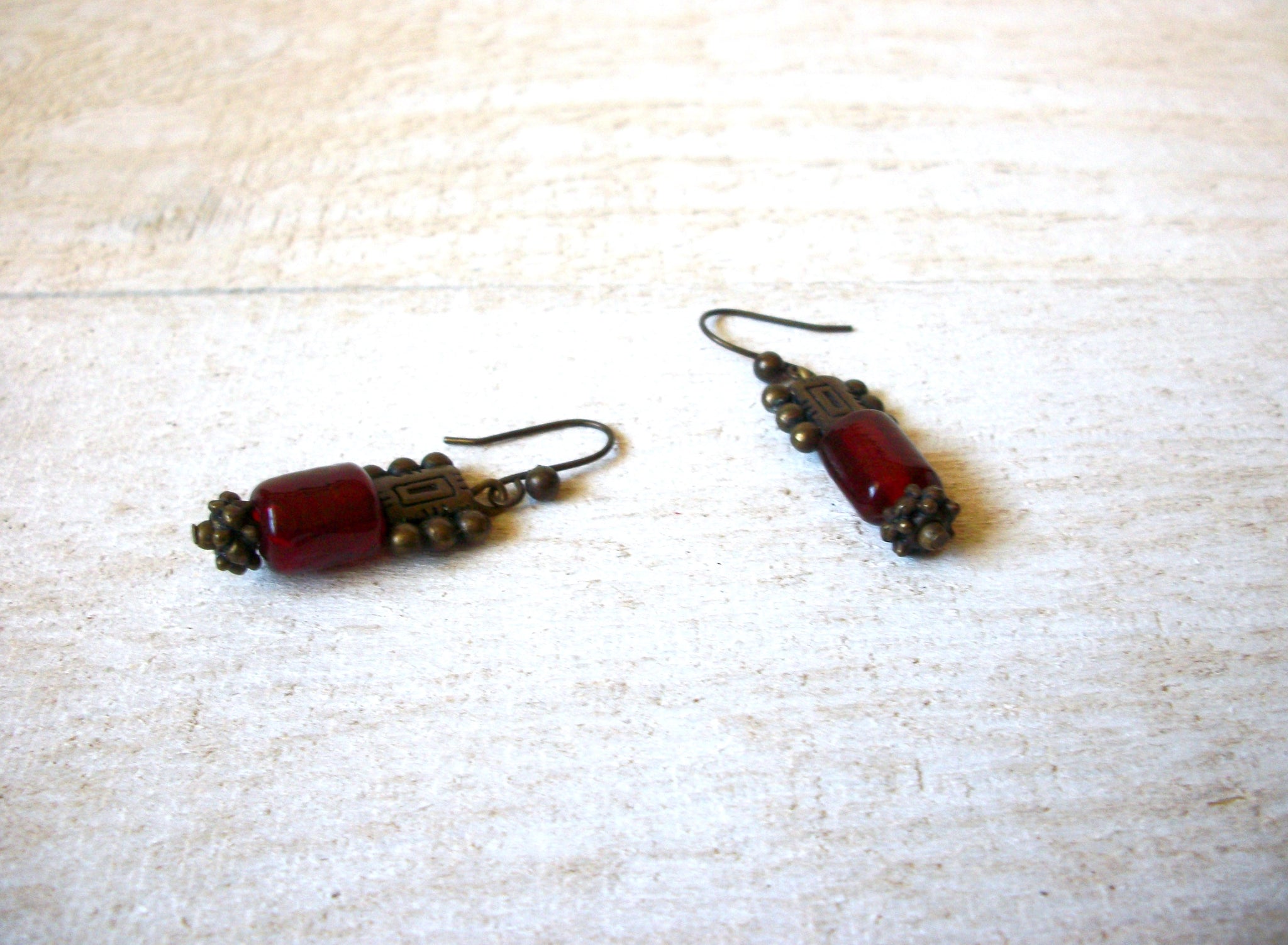 Bohemian Red Glass Earrings 62920