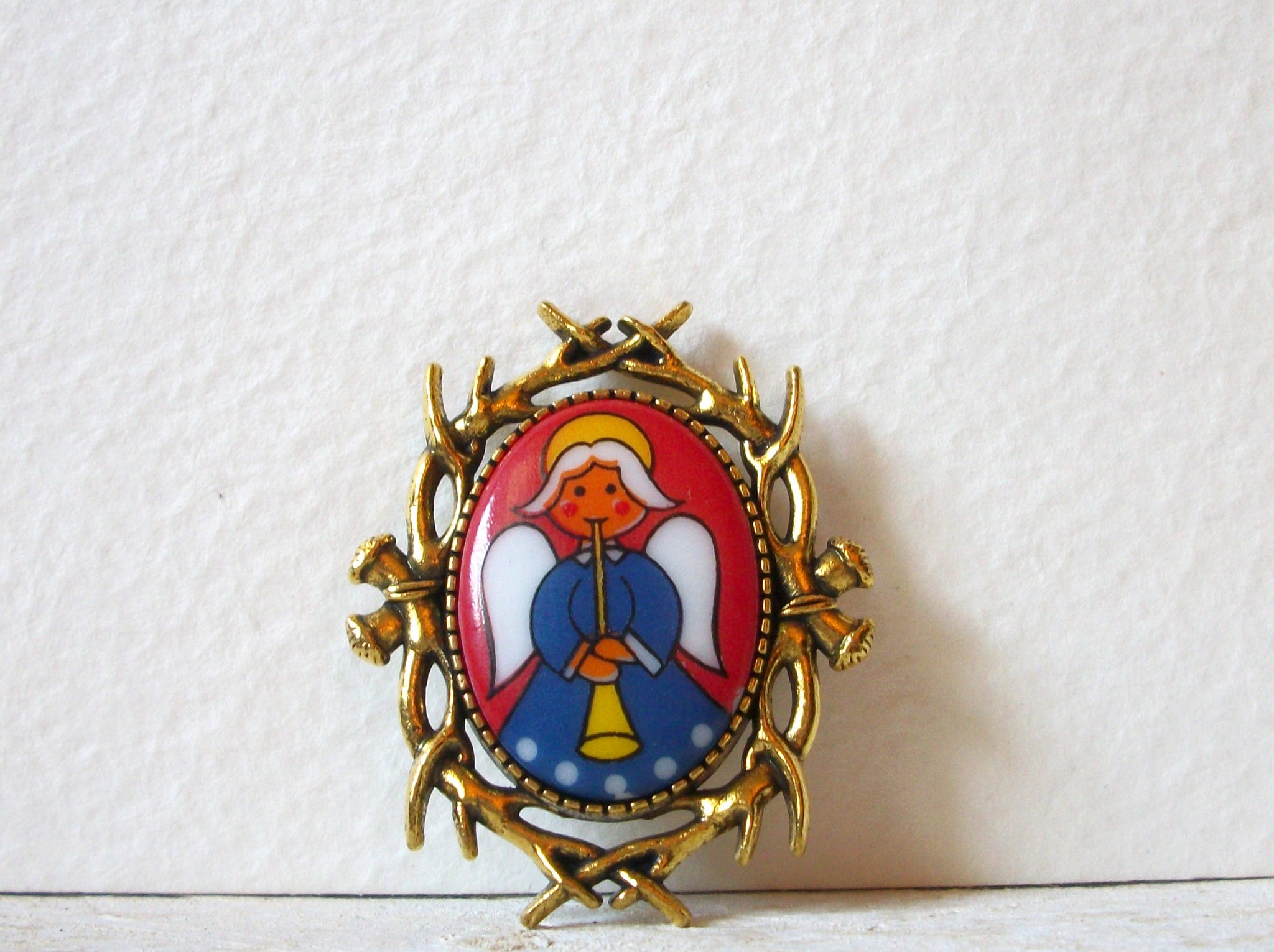 German Limoge Stone Christmas Brooch 61920