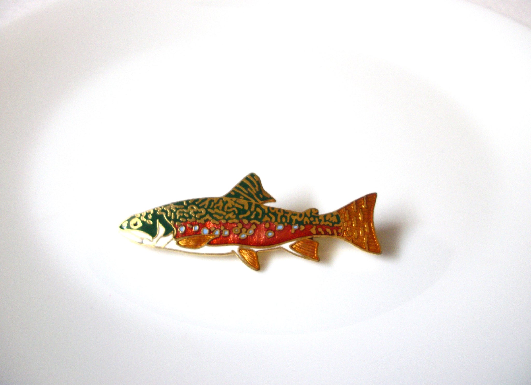 Vintage SPEAR 1998 Cloisonne Fish Brooch Pin 121720