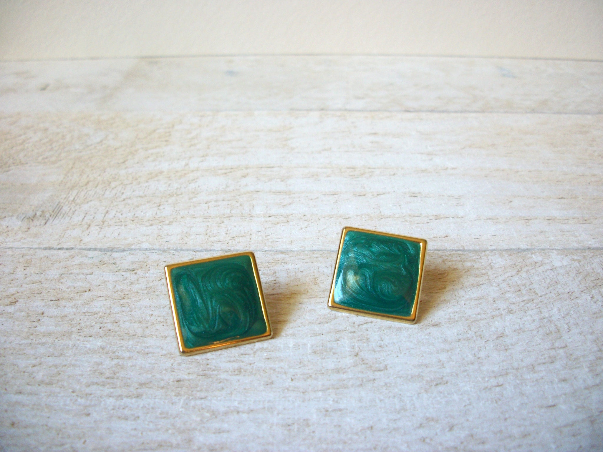 CLEARANCE Retro Gold Teal Earrings 61620