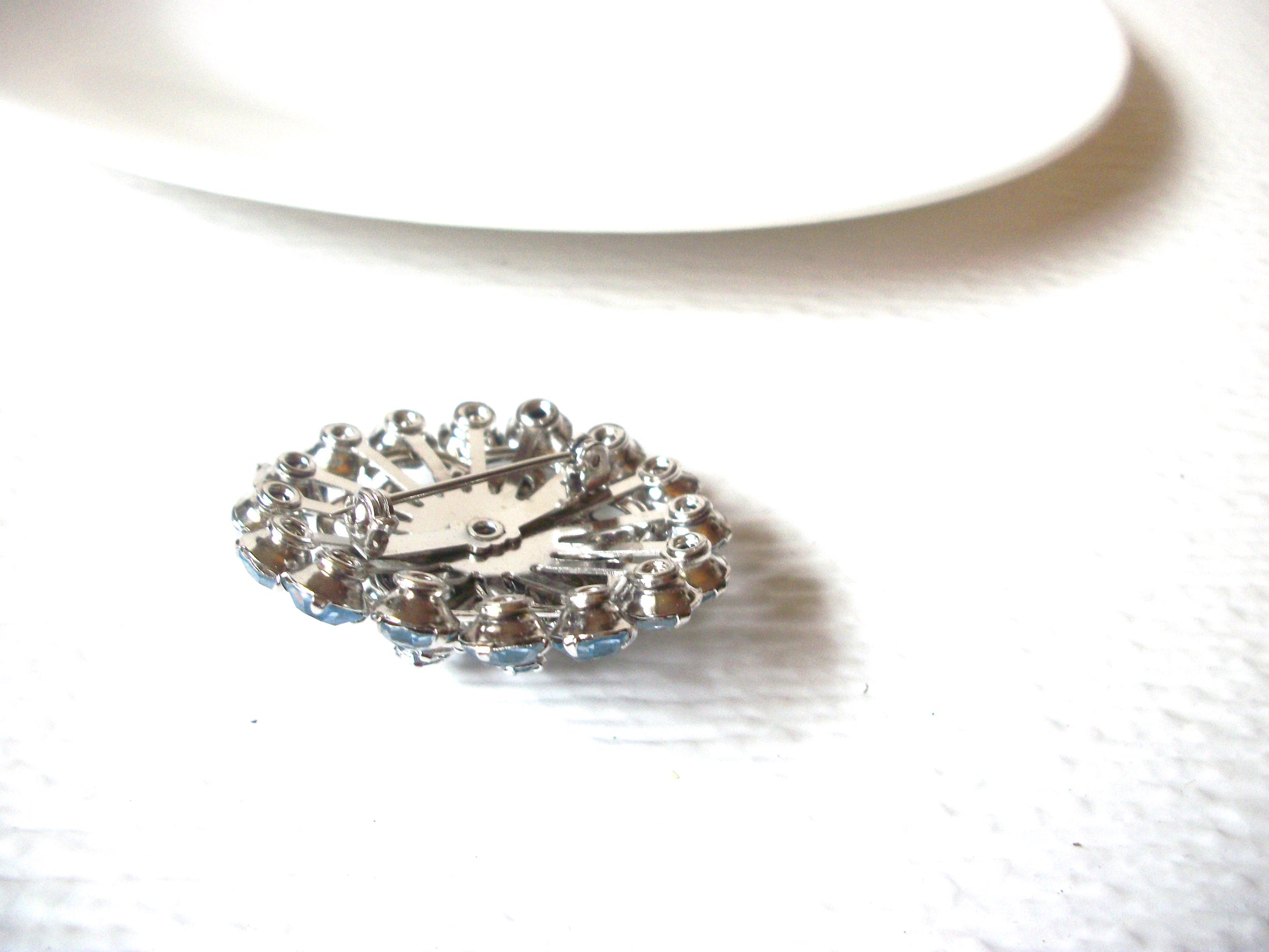 Vintage Blue Rhinestone Brooch Pin 121920