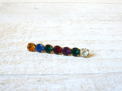 Retro Colorful Rhinestones Bar Brooch 61620