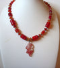 Vintage Earth Fire Glass Beads Necklace 62620