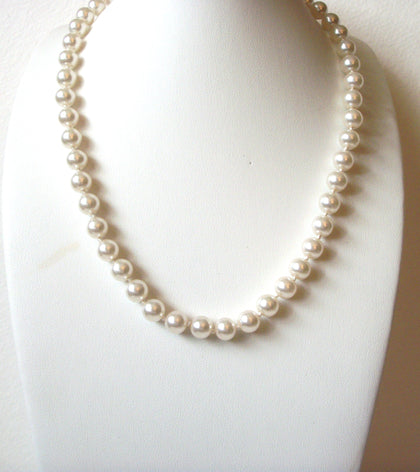 Retro White Glass Pearl Necklace 61720
