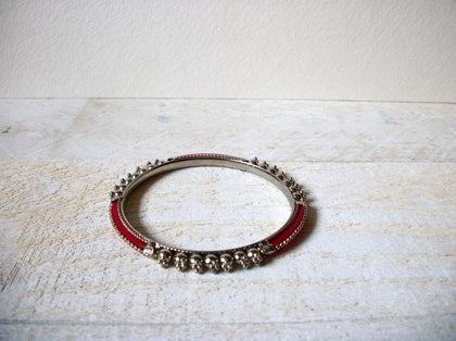 Retro Silver Red Thinner Bangle Bracelet 62320