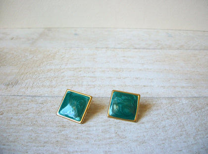 CLEARANCE Retro Gold Teal Earrings 61620