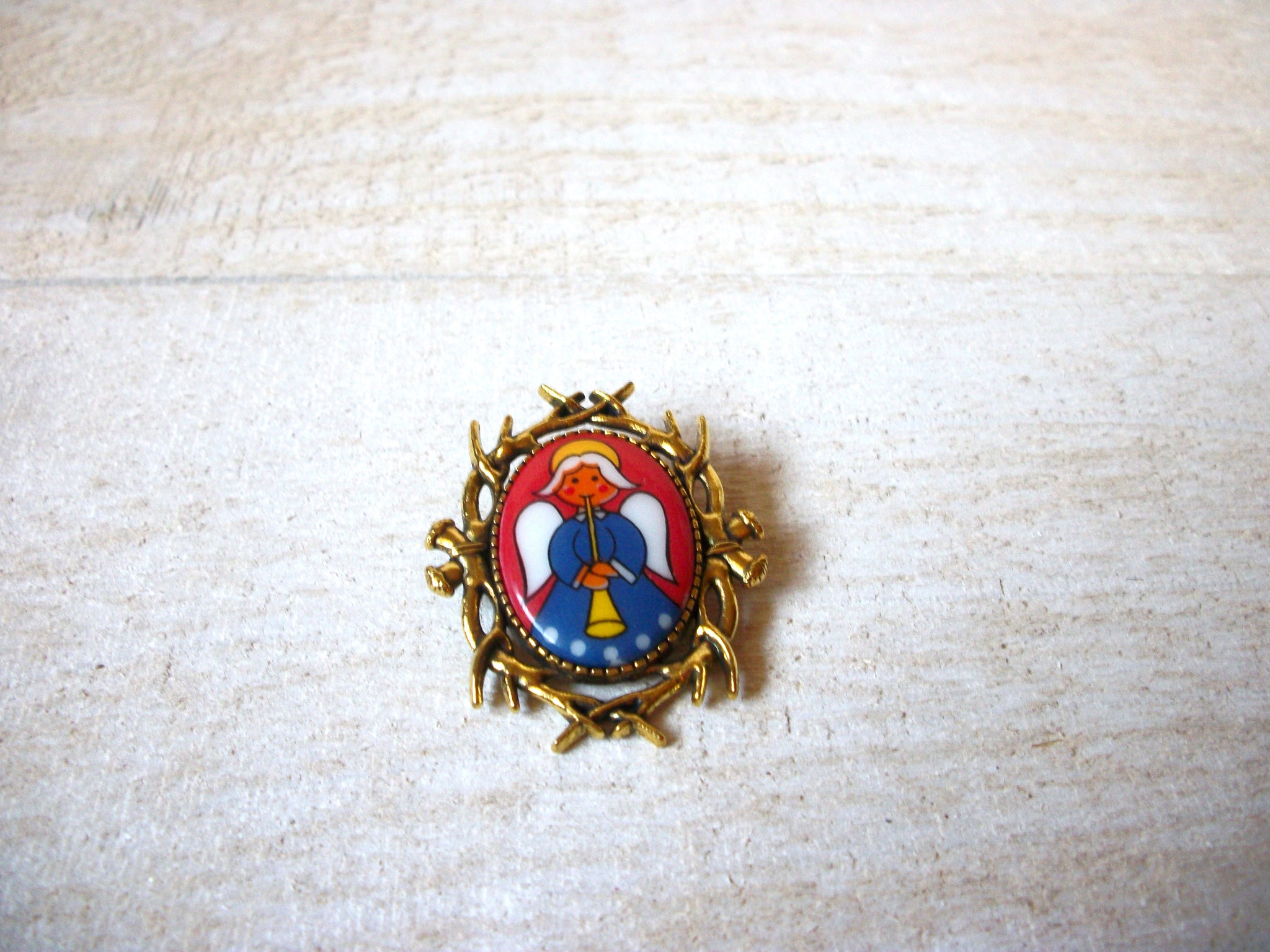 German Limoge Stone Christmas Brooch 61920