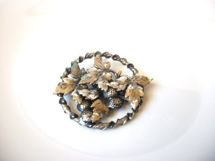 Vintage Silver Toned Patina Acorns Brooch Pin 121420