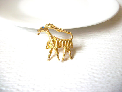 Retro Gold Toned Goat Brooch Pin 121820