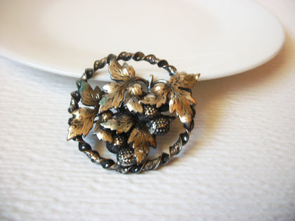 Vintage Silver Toned Patina Acorns Brooch Pin 121420