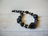 Retro Black Gold Lucite Necklace 61220