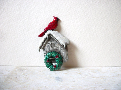 Vintage Cardinal Bird House Brooch 62320