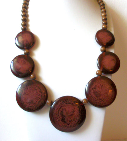 Vintage Lacquered Wood Necklace 61720