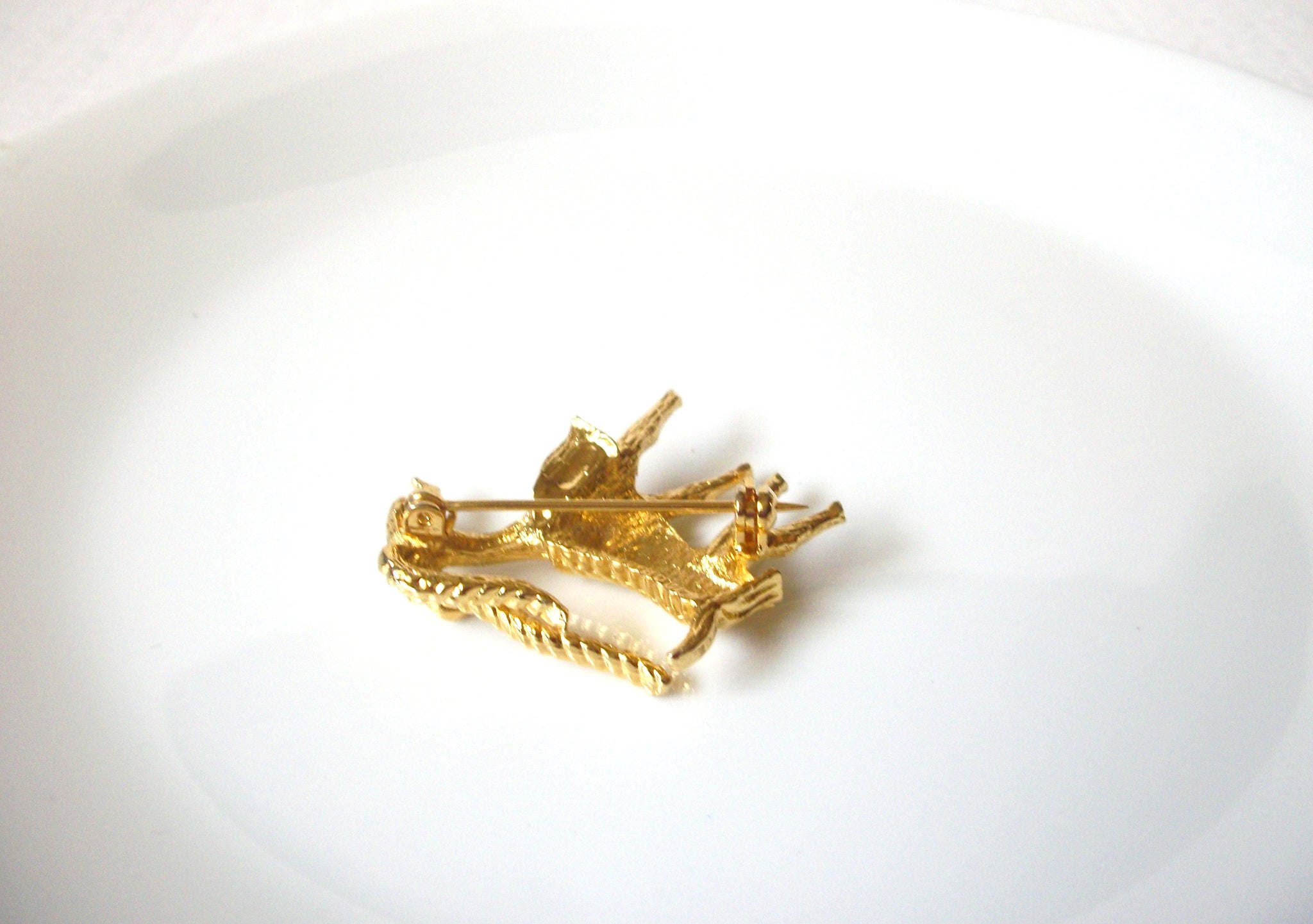 Retro Gold Toned Goat Brooch Pin 121820