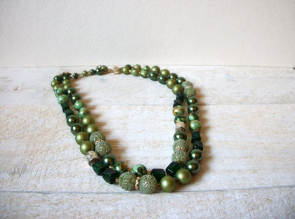 JAPAN Green Sugar Beads Glass Necklace 61920