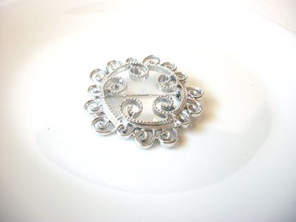 Vintage SARAH COV Silver Toned Scroll Work Brooch Pin 121620
