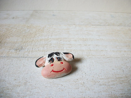 Vintage 1950s Ceramic Cow Brooch 62220