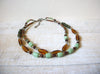 Vintage Brown Mint Green Glass Beads Necklace 61720
