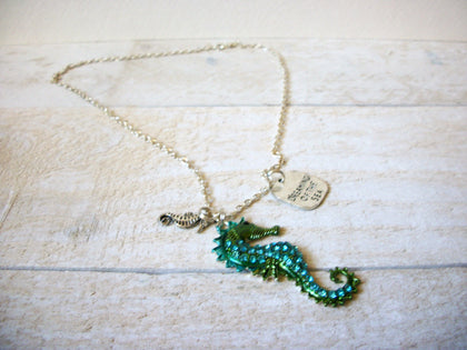 Retro Rhinestone Seahorse Necklace 61220